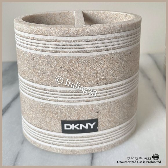 DKNY Soap Pump, Toothbrush Holder, Tumbler Bathroom Accessory 3Pc Set Sand Tan - Picture 11 of 16